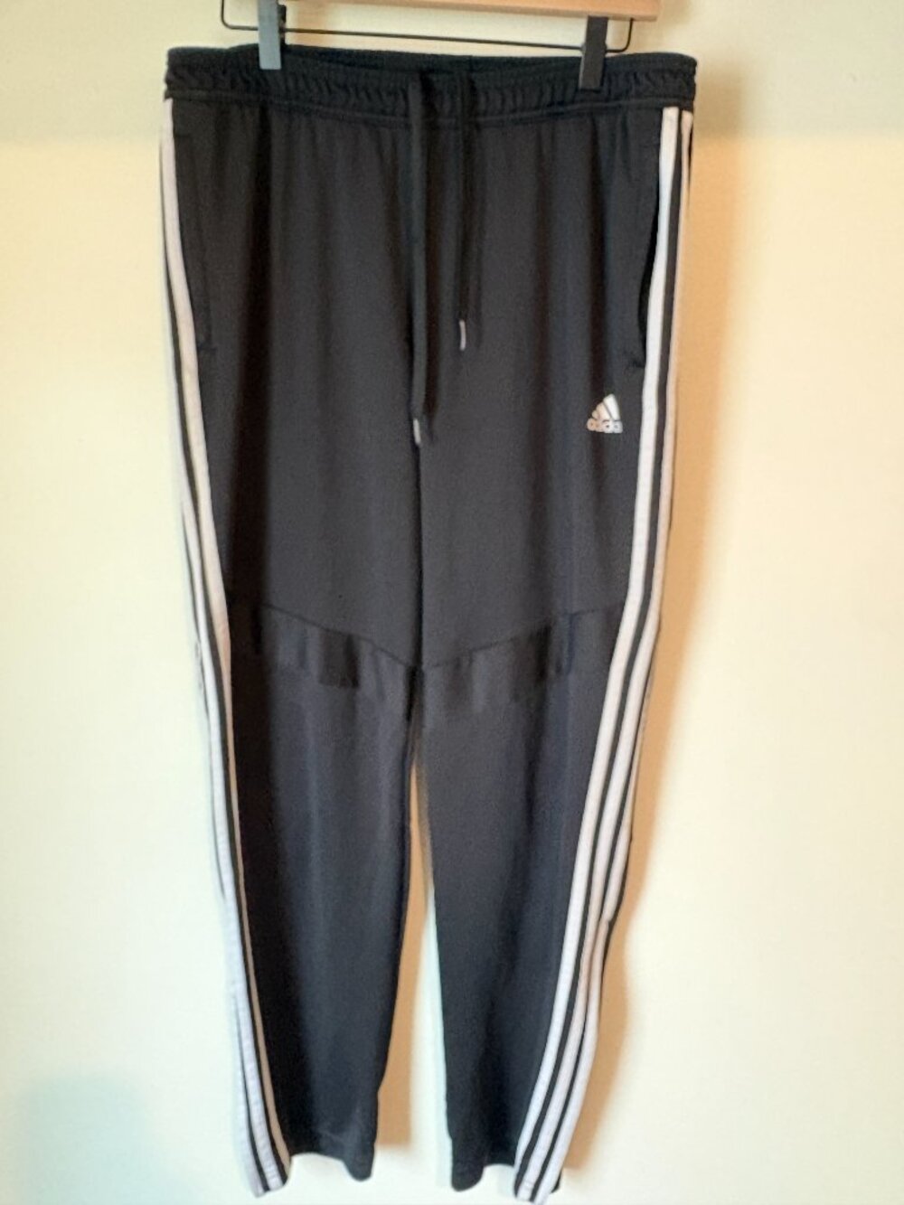 Adidas ClimaLite Black 3 Stripe Track Pants Men’s XL Drawstring Athletic